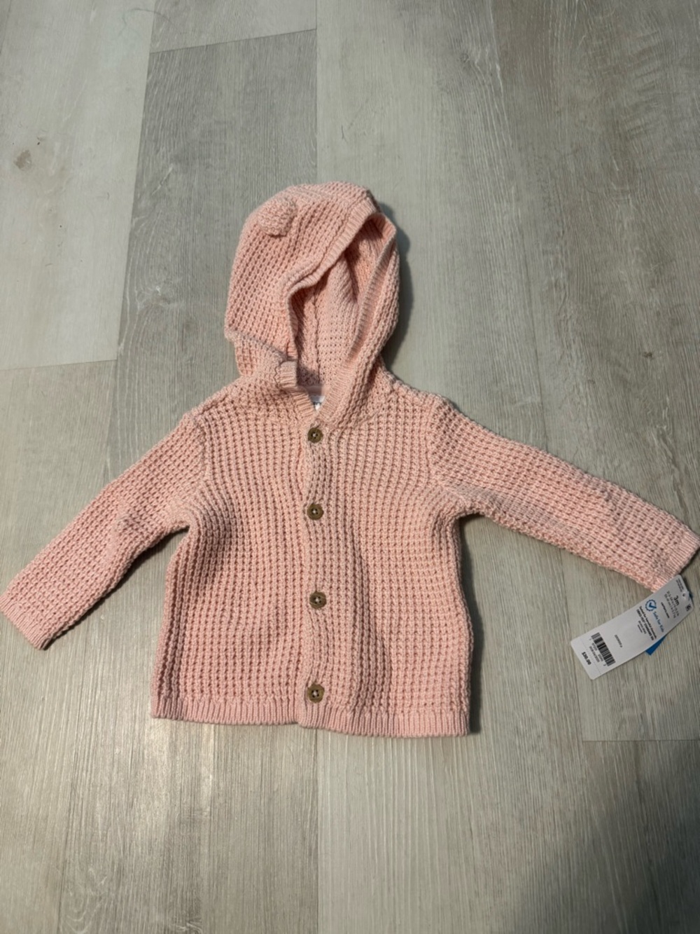 Carter's Pale Pink Hooded Knit Baby Cardigan